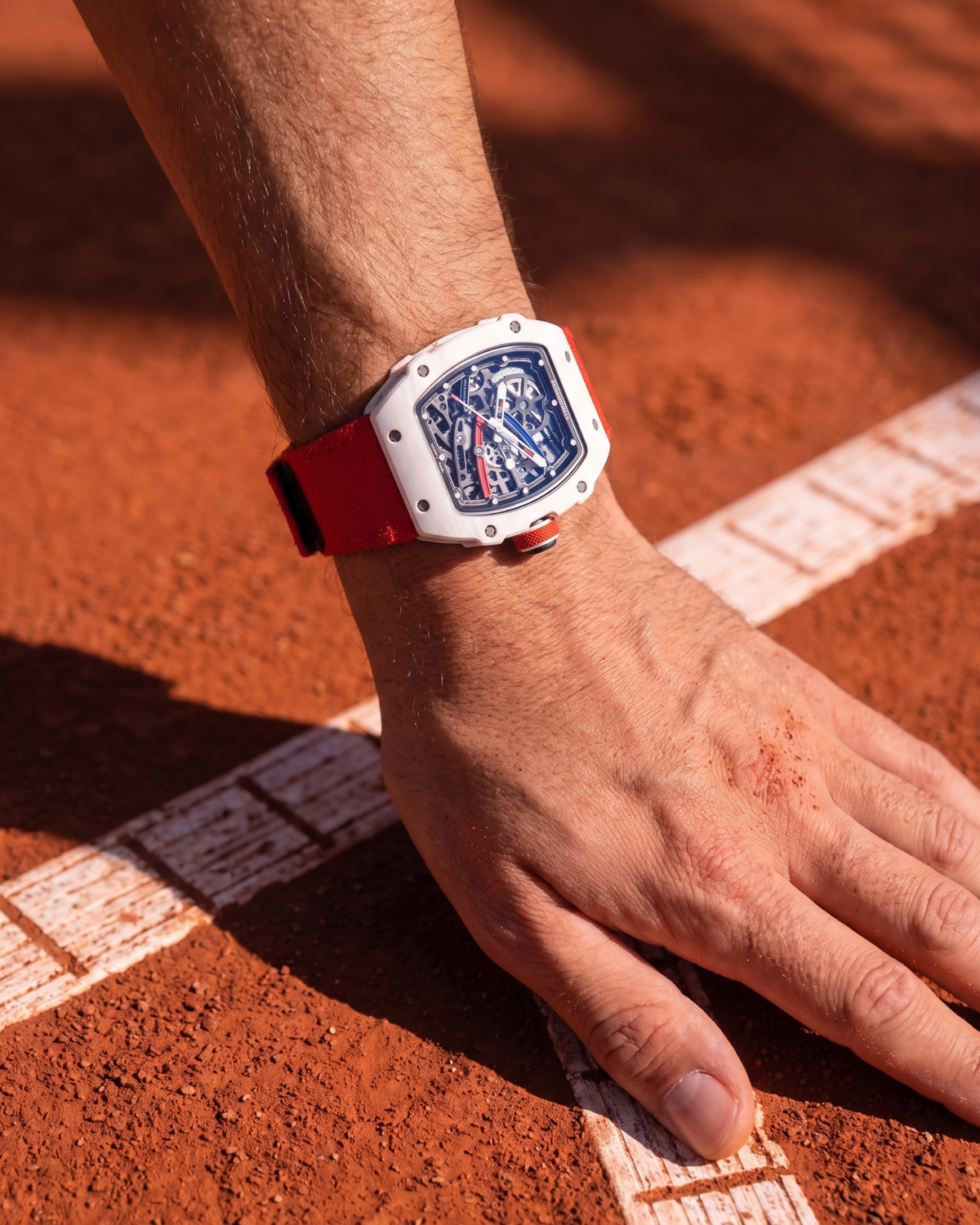 DM 35-11 Circuit Monaco skeleton watch on the wrist